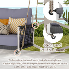 Load image into Gallery viewer, TREXM 1-Piece Woven Rope Outdoor Swing Sofa with Soft Cushions Seating 2 for Patio, Courtyard and Balcony (Light Grey)
