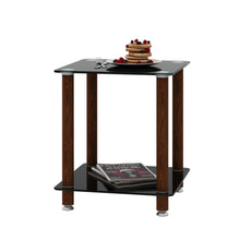 Load image into Gallery viewer, 1-Piece Black + Walnut Side Table , 2-Tier Space End Table ,Modern Night Stand, Sofa table, Side Table with Storage Shelve

