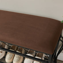 Load image into Gallery viewer, Shoe Rack Bench for Entryway, Industrial Bench, Rustic Shoe Rack for Small Spaces, Upholstered Entryway Bench, Multipurpose Entryway
