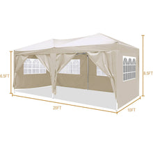 Load image into Gallery viewer, 10'x20' Folding Canopy with 6 Removable Sidewalls Outdoor Event Shelter UPF 50+ Gazebo Portable Tents for Parties Beach Camping Wedding EZ Pop Up Canopy
