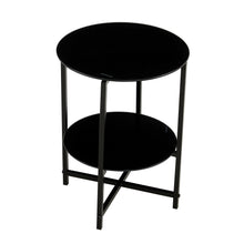 Load image into Gallery viewer, 2- layer Tempered Glass End Table, Round Coffee Table for Bedroom Living Room Office (black)
