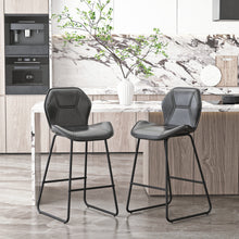 Load image into Gallery viewer, Set of 2, Leather Bar Chair with High-Density Sponge, PU Chair Counter Height Pub Kitchen Stools for Dining room,homes,bars, kitchens,Gray
