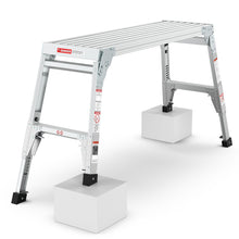 Load image into Gallery viewer, Aluminum Work Platform Large Size Step Stool Folding Portable Work Bench 40"  Width Telescopic Feet 22" -27.5" Height Adjustable
