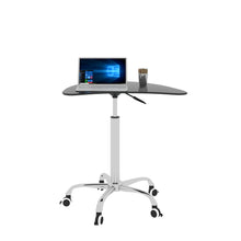 Load image into Gallery viewer, Adjustable Height Black Tempered Glass Table Desk Table with Lockable Wheels(Adjustable Range 24.2 "~32.7 ")
