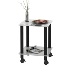 Load image into Gallery viewer, 1-Piece White+Black Side Table , 2-Tier Space End Table ,Modern Night Stand, Sofa table, Side Table with Storage Shelve

