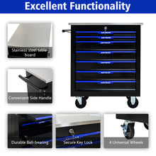 Load image into Gallery viewer, 7 DRAWERS MULTIFUNCTIONAL TOOL CART WITH WHEELS-BLACK+BLUE
