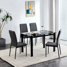 Load image into Gallery viewer, Dining chairs set of 4, Black  modern kitchen chair with metal leg
