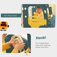 Load image into Gallery viewer, Kids Slide with Bus Play Structure, Freestanding Bus Toy with Slide for Toddlers, Bus Slide Set with Basketball Hoop
