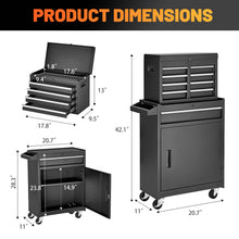 Load image into Gallery viewer, Tool Chest, 5-Drawer Rolling Tool Storage Cabinet with Detachable Top Tool Box, Liner, Universal Lockable Wheels, Adjustable Shelf, Locking Mechanism, Metal Tool Cart for Garage Workshop
