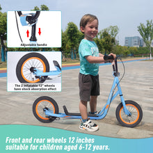 Load image into Gallery viewer, Youth Scooter Kick Scooter for Kids 6+ with Adjustable Handlebar, 12 Inch Inflatable Wheels ,Widened non-slip Footboard
