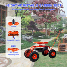 Load image into Gallery viewer, Garden Cart Rolling Scooter, Adjustable Height Heavy Duty Scooter, Rolling Garden Cart with 4 Wheels and Extendable Handle, Garden Stool Cart with 360-Degree Seat and Tool Tray (Red)
