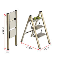 Load image into Gallery viewer, 3 step ladder, aluminum alloy ladder, folding ladder, with wide non-skid pedals 300 lb capacity home office portable ladder, light and strong compact, can be used in the study bedroom kitchen office
