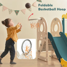 Load image into Gallery viewer, Kids Slide with Bus Play Structure, Freestanding Bus Toy with Slide for Toddlers, Bus Slide Set with Basketball Hoop
