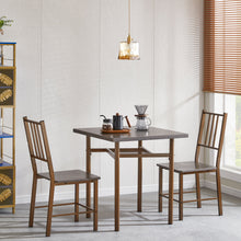 Load image into Gallery viewer, Dining Set for 2, Square wooden Dining Table with 4 Legs and 2 Metal Chair for Home Office, Kitchen, Dining Room

