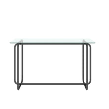 Load image into Gallery viewer, 1-piece Rectangle Dining Table with Black Metal Frame, Tempered Glass Dining Table for Kitchen Room, (Transparent+Black)
