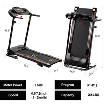 Load image into Gallery viewer, Folding Treadmill with Incline 2.5HP 12KM/H Electric Treadmill for Home Foldable, Bluetooth Music Cup Holder Heart Rate Sensor Walking Running Machine for Indoor Home Gym Exercise Fitness

