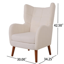 Load image into Gallery viewer, Mid-Century Accent  Chair, Ivory White, Modern Retro Club Chair, Birch Frame, Upholstered Teddy Wool Fabric, Single Sofa Armchair for Small Spaces, Living Room, Bedroom, Reading Corner, Balcony
