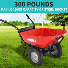 Load image into Gallery viewer, RedRock Wheelbarrow Utility Cart Electric Powered 24V DC 180W AGM Battery 330lbs (150kgs) Max Capacity Barrel Dump Material Debris Hauler
