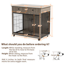 Load image into Gallery viewer, Dog Crate Furniture, Wooden Dog Crate End Table, 38.4 Inch Dog Kennel with 2 Drawers Storage, Heavy Duty Dog Crate, Decorative Pet Crate Dog Cage for Large Indoor Use (Grey) 38.4" L×23.2" W×35" H
