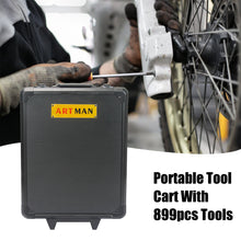 Load image into Gallery viewer, Black Hand Tool Box with 4 Layers of Toolset and Wheels
