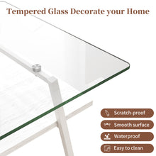 Load image into Gallery viewer, Rectangle Coffee Table, Tempered Glass Tabletop with White Metal Legs, Modern Table for Living Room , Transparent Glass
