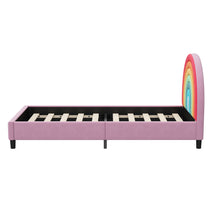 Load image into Gallery viewer, Rainbow Design Upholstered Twin Platform Bed Cute Style Princess Bed for Boys &amp; Girls, Teens, Colorful &amp; Pink
