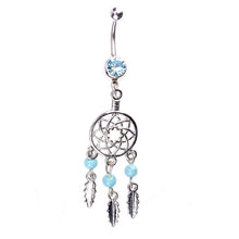 Load image into Gallery viewer, Dream Catcher Rhinestone Net Dangle Belly Navel Ring Bar Barbell Body Piercing

