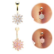 Load image into Gallery viewer, Belly Button Rings Rhinestone Snow Flower Navel Dance Body Piercing Women
