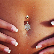 Load image into Gallery viewer, Belly Button Rings Rhinestone Snow Flower Navel Dance Body Piercing Women
