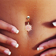 Load image into Gallery viewer, Belly Button Rings Rhinestone Snow Flower Navel Dance Body Piercing Women
