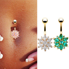 Load image into Gallery viewer, Belly Button Rings Rhinestone Snow Flower Navel Dance Body Piercing Women
