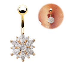 Load image into Gallery viewer, Belly Button Rings Rhinestone Snow Flower Navel Dance Body Piercing Women
