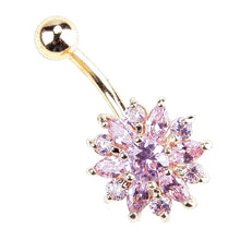Load image into Gallery viewer, Belly Button Rings Rhinestone Snow Flower Navel Dance Body Piercing Women
