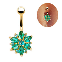 Load image into Gallery viewer, Belly Button Rings Rhinestone Snow Flower Navel Dance Body Piercing Women
