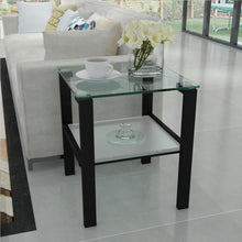 Load image into Gallery viewer, Glass two layer tea table, small round table, bedroom corner table, living room black side table
