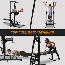 Load image into Gallery viewer, Power Tower with Bench Pull Up Bar Dip Station Adjustable Height Dip Stand Heavy Duty Multi-Function Fitness Rack
