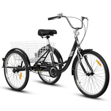 Load image into Gallery viewer, Adult Tricycles, 1 Speed Adult Trikes 24 inch 3 Wheel Bikes, Three-Wheeled Bicycles Cruise Trike with Shopping Basket for Seniors, Women, Men
