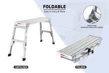 Load image into Gallery viewer, Aluminum Work Platform Large Size Step Stool Folding Portable Work Bench 40"  Width Telescopic Feet 22" -27.5" Height Adjustable
