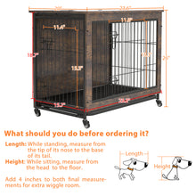Load image into Gallery viewer, 23.6"L x 20"W x 26"H Dog Crate Furniture with Cushion, Wooden Dog Crate Table, Double-Doors Dog Furniture, Dog Kennel Indoor for Small Dog, Dog House, Dog Cage Small,  Rustic Brown
