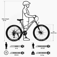 Load image into Gallery viewer, Mountain Bike for Girls and Boys  Mountain 24 inch shimano 7-Speed bike
