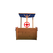 Load image into Gallery viewer, Outsunny Pirate Ship Sandbox with Cover and Rudder, Wooden Sandbox with Storage Bench and Seat, Outdoor Toy for Kids Ages 3-8 Years Old
