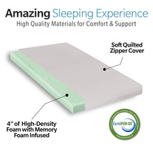 Load image into Gallery viewer, Memory Foam Camping Mattress - 63"x26"x4" Perfect for Outdoor Activities, RVs, Guest Rooms, and Dorms; Foldable, Portable, with Water-Resistant Zipper Cover, CertiPUR-US Certified
