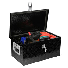 Load image into Gallery viewer, 20 Inch Black Aluminum Tool long Box Tread Flat box for Truck Car Outdoor Trailer Pickup Underbody RV ATV Storage Tools Organizer with Lock Side Handle and Keys (20.1"×11.8"×9.3")
