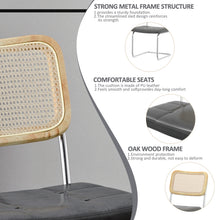 Load image into Gallery viewer, Set of 2, Leather Dining Chair with High-Density Sponge, Rattan Chair for Dining room, Living room, Bedroom, Gray
