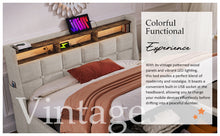 Load image into Gallery viewer, Full size Upholstered Platform bed with a Hydraulic Storage System, LED and USB Charging, Natural (without mattress)

