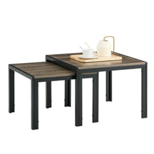 Load image into Gallery viewer, Nesting Coffee Table Set of 2, Square Modern Stacking Table with Wood Finish for Living Room, Oak Grey
