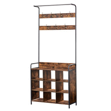 Load image into Gallery viewer, Coat Rack, Hall Tree with Shoe Rack for Entryway, 3-in-1 Entryway Coat Rack and Storage Rack, with 7 Hooks, a Hanging Rod
