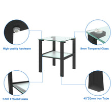 Load image into Gallery viewer, Glass two layer tea table, small round table, bedroom corner table, living room black side table
