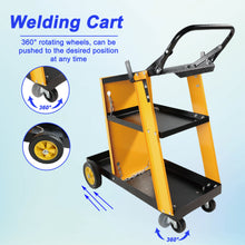 Load image into Gallery viewer, Multi Function 3 tier Welding Cart. gas bottle and accessory storage.Welding Heavy Duty  Cart for Tig Mig Welder and Plasma Cutter  with Upgrade Handles and Increase Storage Space Tank Storage

