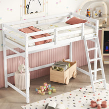 Load image into Gallery viewer, Twin Size High Loft Bed with inclined Ladder, Guardrails,White
